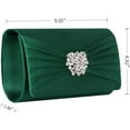 thumbnail image 2 of Evening Bags For Women Pleated Satin Rhinestone Brooch Prom Clutch Purse With Detachable Chain Strap, 2 of 5