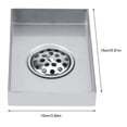 thumbnail image 3 of Drenaje de ducha de piso de baldosas largo de acero inoxidable, escurridor de agua antiolor para baño y cocina (15*10cm), 3 of 8