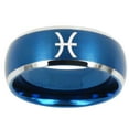 thumbnail image 2 of Tungsten Pisces Zodiac 8mm Brushed Blue Two Tone Dome Polished Edges Men Ring, 2 of 2