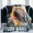 thumbnail image 2 of Custom Football Blanket with Name No. for Boys Girls, Personalized Cool Football Themed Design Printed Throw Blankets for Kids Lap, Chair, Giftable Blanket, 30"x 40", 2 of 3