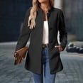 thumbnail image 2 of RoamHome Women's Casual Stand Collar Mid Length Wool Blend Coat Notched Lapel Button Front Jacket for Fall Winter Daily Wear, 2 of 8