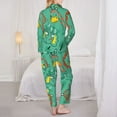 thumbnail image 5 of Junzan Funny Animals In Jungle Print Womens Pajama Sets,Long Sleeve Button Down For Women Pjs 2 Piece, 5 of 9