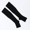 thumbnail image 2 of 1pair Long Compression Socks Zipper Leg Support Open Toe Knee Stockings Color:black Size:S/M, 2 of 8