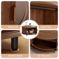 thumbnail image 6 of ROGALIS 31.5" Round Coffee Table with Storage, Modern Coffee Table with 360° Curved Sliding Door, Fluted Wood Coffee Table with Adjustable Footpads for Living Room, Walnut, 6 of 6
