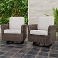 thumbnail image 3 of EAGLE PEAK Ocean Vista Set of 2 Patio Variated Brown All-weather PE Wicker 360-Degree Rocking Swivel Chairs with Extended Armrest, Beige Cushions, 3 of 10