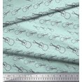 thumbnail image 2 of Soimoi Green Poly Georgette Fabric Sketch Guitar Musical Instrument Print Sewing Fabric Yard 52 Inch Wide, 2 of 3