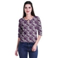 thumbnail image 4 of Moomaya Printed Keyhole Neck Ring Top Casual 3/4th Sleeve Tees Tank Tunic Top, 4 of 5
