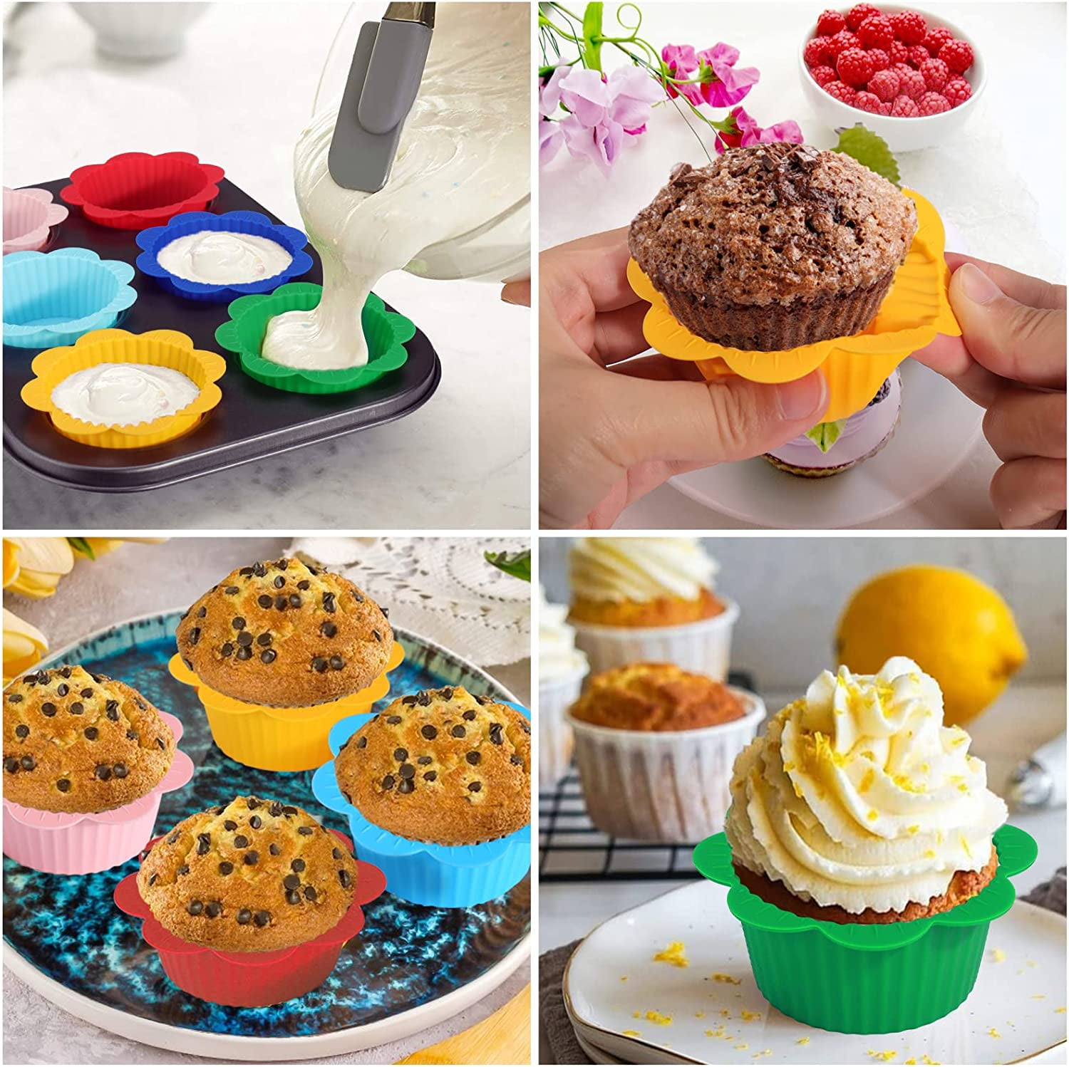 Anxbbo Reusable Cupcake Liners 36 Pcs Silicone Lunch Box Dividers, Non-Stick Food-grade Silicone Muffin Cups, Bento Box Accessories