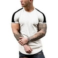 thumbnail image 2 of Mens T-Shirts Summer Crew Neck Casual Sports Patchwork Colorblock Raglan Sleeve White Workout Tops Sizes L, 2 of 5