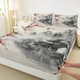 thumbnail image 3 of Feelyou Ancient Nature Scenery Full Size Sheets, Cherry Blossoms Flower Bed Sheets, Japanese Style Sheet Sets, Super Cozy Room Decor, 4pcs, 3 of 7