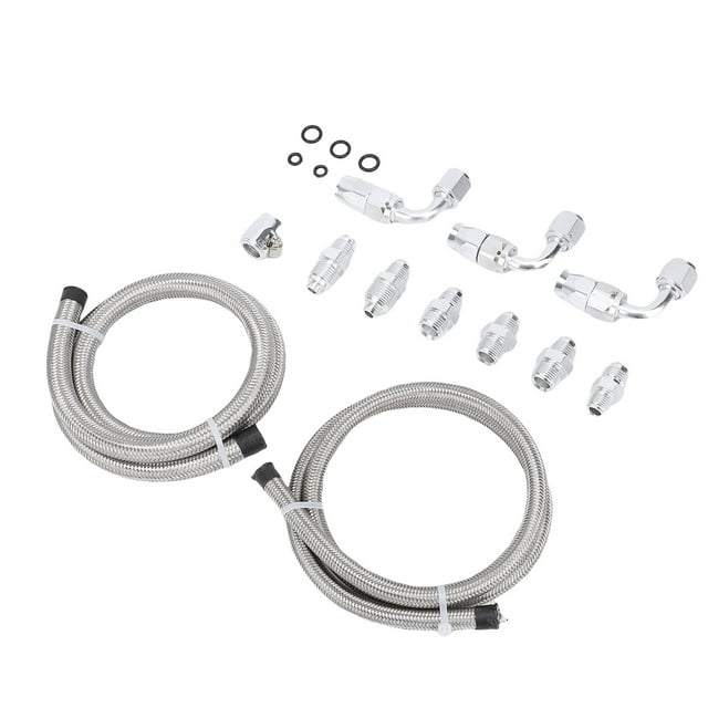 Kit De Líneas De Dirección Asistida, Kit De Manguera De Bomba De Dirección Asistida Impermeabilizante Nylon De Larga Duración Acero Inoxidable 25 Pulgadas 6AN Para Automóviles