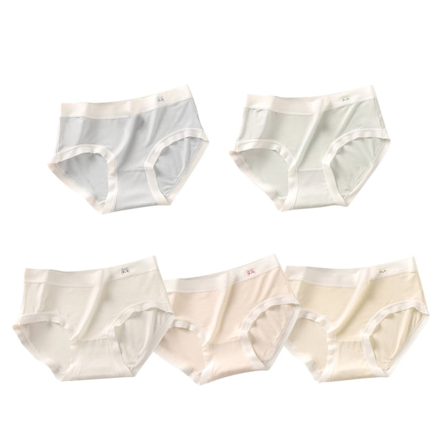 Briefs for Girls, Soft Cotton Blend with Breathable Fabric, Mid-Rise Fit, Elastic Waistband, Pack of 5, Solid Color Design