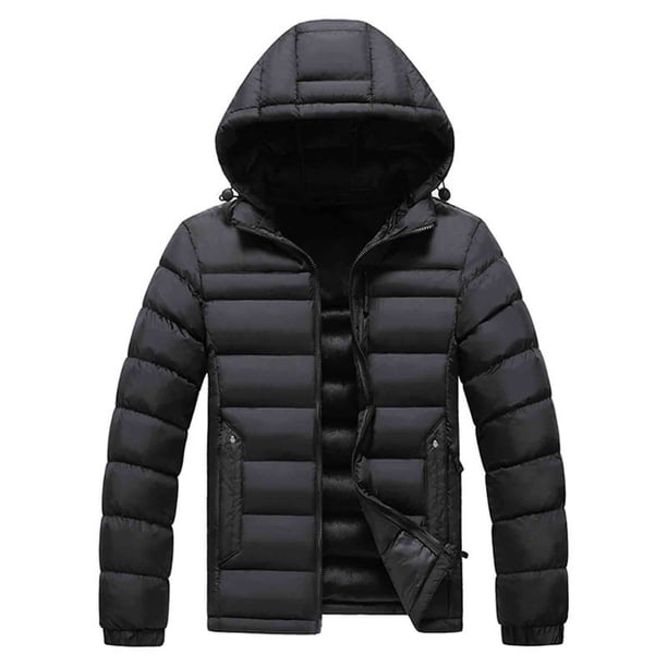 Ceisia Men's Thickened Solid Color Detachable Cap Gift Zipper Cardigan Hooded Zipper Pocket Winter Warm Jacket Coat Long Sleeve Parkas Features: