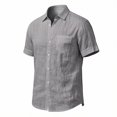 thumbnail image 2 of Avirosel Men's Cotton Short Sleeve Hawaiian Shirt Casual Loose Button Down Summer Beach Shirts with Pocket Gray, 2 of 6