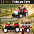 thumbnail image 2 of Funcid 24 Volt Ride on Toys with Remote, 5 AH Electric Ride on Vehicles for Kids, 240W Ride on Tractor, Power Car Wheels w/ Detachable Trailer, Bluetooth, Music, Taillight & Light Switch, Red, 2 of 7