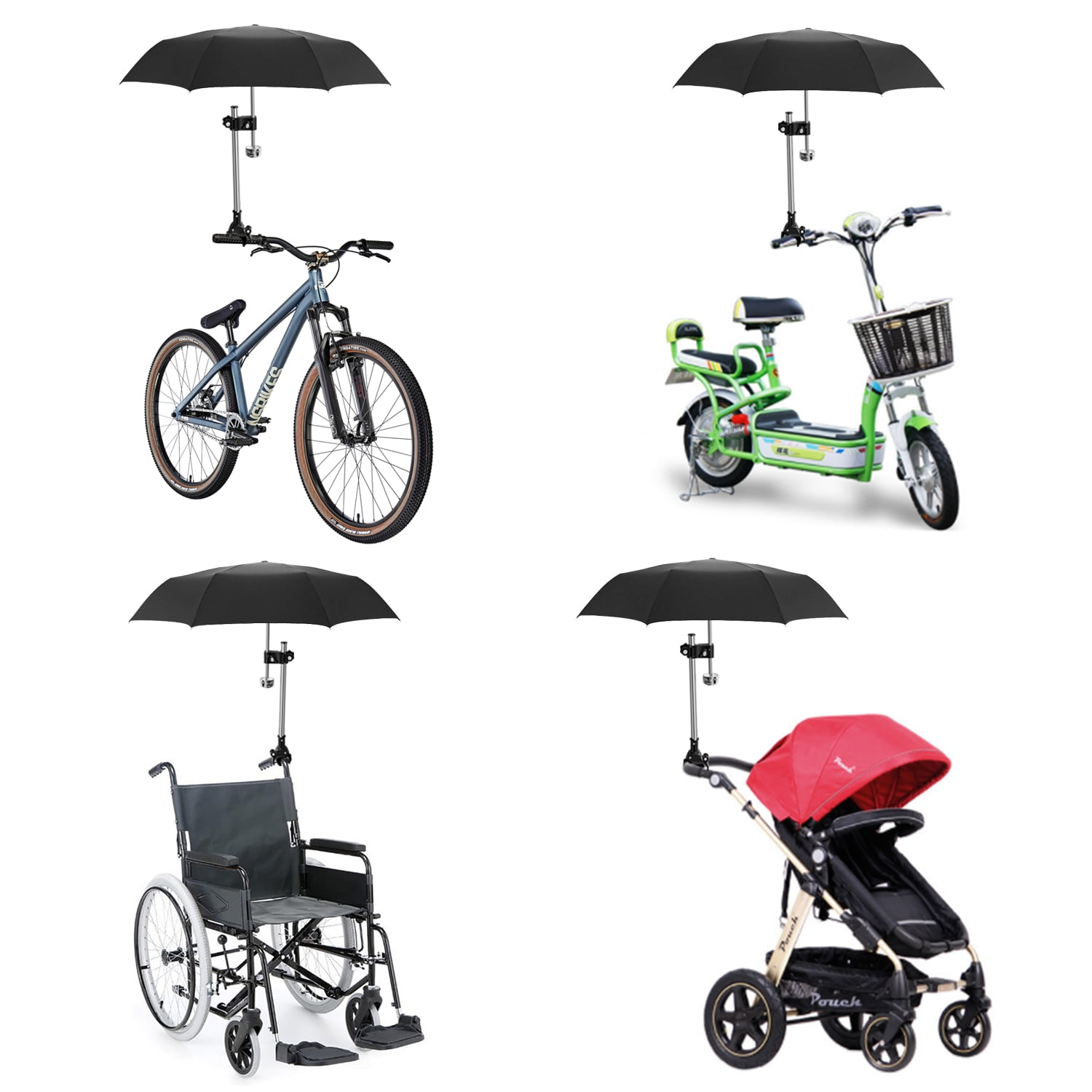 Adjustable 0.59-0.98'' Umbrella Handlebar Stretch Stand Holder Stroller Bicycle 