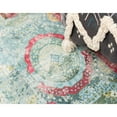thumbnail image 3 of 8.25' Turquoise Blue and Pink Floral Round Area Throw Rug, 3 of 5