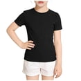 thumbnail image 7 of UAMVSH Girls Short Sleeve T Shirts Kids Ribbed Knit Crewneck Basic Tees Comfy Casual Slim Fit Summer Tops 5-16 Years, 7 of 7