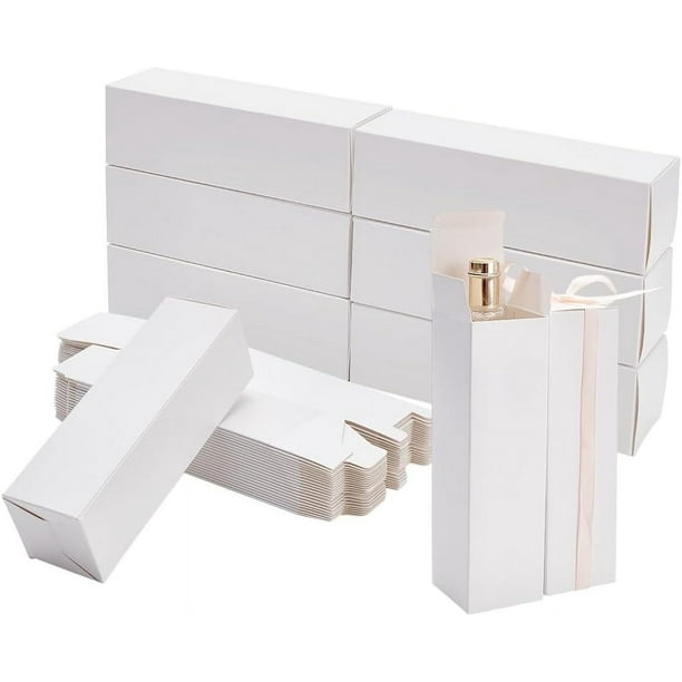 30 cajas pequeñas de cartón kraft, blancas, rectangulares, para regalo, de papel reciclado con tapa, para embalaje de velas.