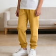 thumbnail image 6 of Boys Yellow Jogger Pants Elastic Waistband Pull On Kids Casual Pants for School Play,Size 9-10T, 6 of 8