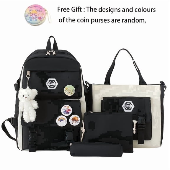 4-pack, easy-to-wear and take off casual backpacks, large-capacity schoolbags, travel bags, shoulder bags - perfect for teenagers