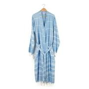 Context Men and Women 100% Organic Turkish Cotton Ultra Absorbent Beach, Bath, Pool, Hotel and spa peshtemal Robe Unisex Turkish Bathrobe, Small/Medium, (Blue)