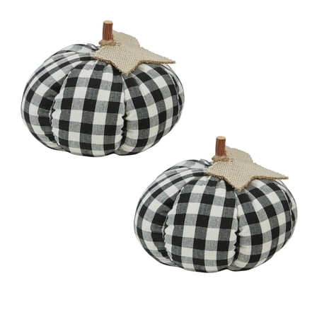 Park Designs Short Black And Cream Check Pumpkin Set of 2