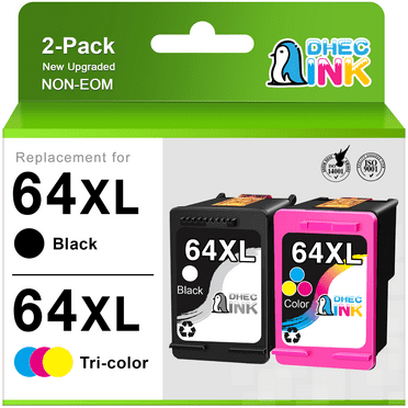 64XL 64 Ink Cartridges for HP Printer Ink 64 XL 64XL Combo Pack for HP 7858 7855 7155 6255 6252 7120 6232 7158 7164 Printer (Black and Tri-Color )