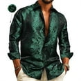 thumbnail image 2 of Men's Shirts Button Down Vintage Floral Printed Slim Fit Long Sleeve Textured Tops Comfy Stretchy Solid Color Trendy Collared Men's Dress Shirts, 2 of 4