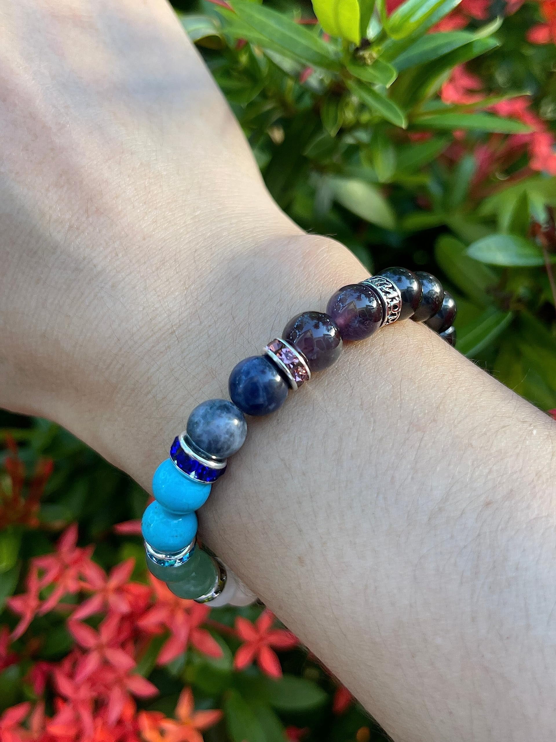 7 Chakra with Shungite Crystal Bead Bracelet 8mm, Wholesale Genuine 7 Chakra with Shungite Stretch Gemstone Bracelet, Gift for Men & Women (2)
