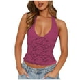 thumbnail image 2 of Chbgutlmr Going out Tops for Women Trendy Sleeveless Lace Halter Tops Slim Fitted Deep V Neck Crop Tops Casual Summer Cute Shirts, 2 of 6
