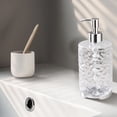 thumbnail image 5 of Round Wave Design Hand Soap Dispenser Bottle, Stylish Refillable Lotion Pump Container for Bathroom and Kitchen, Decorative Hand Wash Bottle for Modern Home Sink Station and Vanity Use, 420ml, Clear, 5 of 7