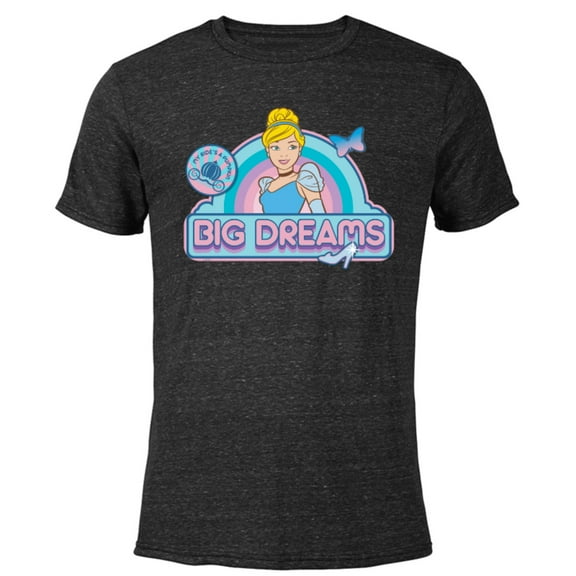Disney Princess Cinderella Big Dreams Retro - Short Sleeve Blended T-Shirt for Adults - Customized-Black