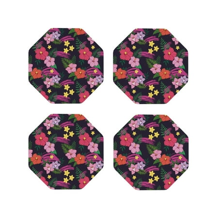 

Leather Coasters with Heat-resistant for Drinks colorful flowers_C -标题2 Octagon