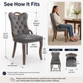 thumbnail image 2 of Dining Chairs Set of 2, Velvet Upholstered Kitchen Chairs with Vintage Copper Nails, Solid Wood Handles & Curved Legs, Mid Century Modern Dining Room Chairs for Home (Dark Gray, Set of 2), 2 of 8