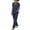 Navy, variant on 2 Piece Sets for Women Linen Cotton Matching Set V-Neck Short Sleeve Straight Leg Trouser Pants Summer Casual Dressy Outfit Coffee XXL