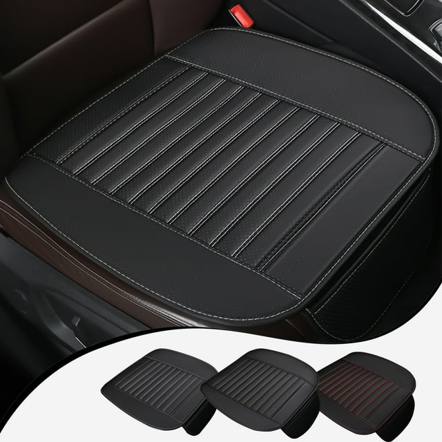 Funda universal para asiento delantero de coche - Cojín de cuero con fondo antideslizante, transpirable y fácil de limpiar, 52x51 cm, negro/rojo/blanco