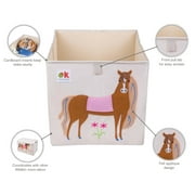 Wildkin 13 Inch Kids Storage Cube for Boys and Girls, Toy Organizer (Horses Pink)