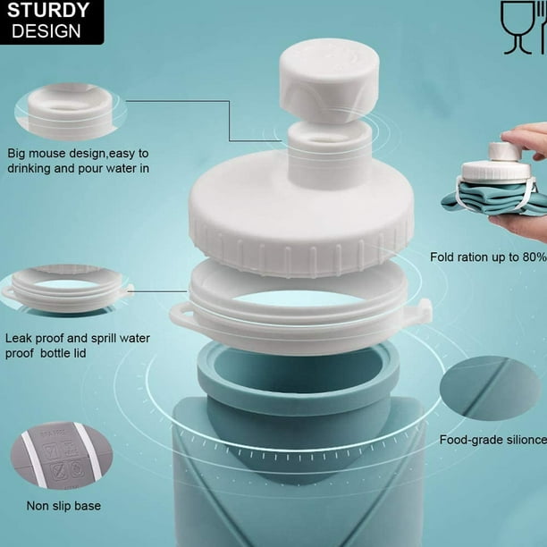 Bouteille d'eau pliable réutilisable bouteilles d'eau pliables en silicone  sans Bpa