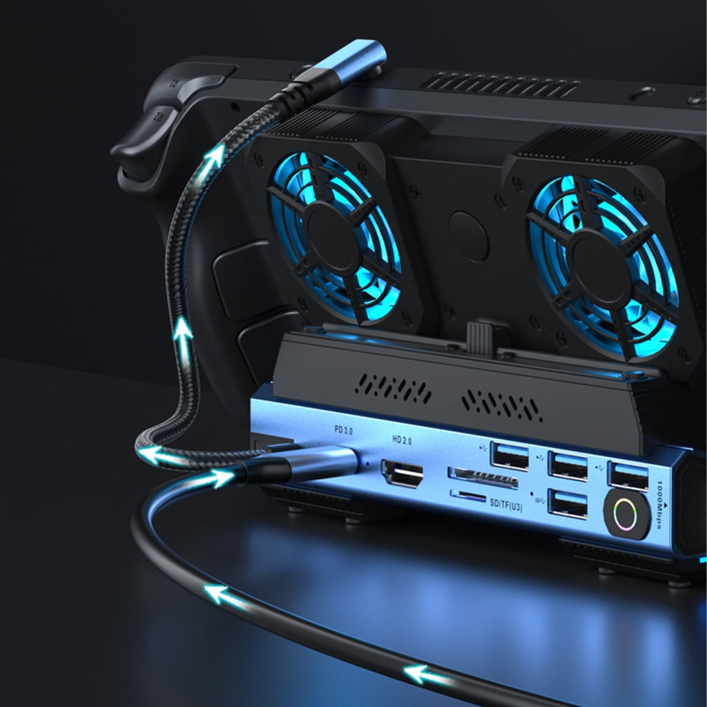 lanema USB HUB Docking Station for Console with Light Type-C Dock PD 3.0 4K@60Hz RJ45 Card Reader