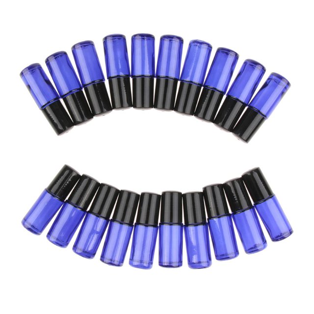 20x Vacío en Botellas de Roller Ball Brown Perfume Aceite Esencial 5ml Azul claro