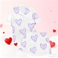 thumbnail image 5 of Jalioing Pajama Set for Women 2 Piece Heart Print Short Sleeve Button Down Shirt and Pajama Shorts Set Comfy Loungewear Set, 5 of 8