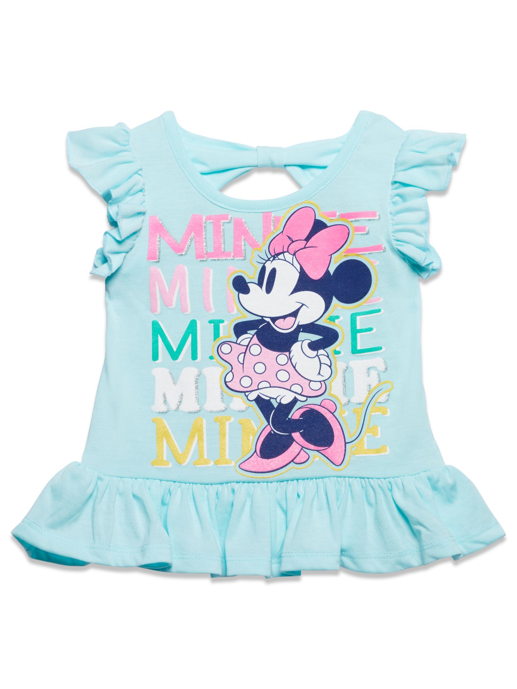 Disney Minnie Mouse Girls French Terry T-Shirt and Shorts Set