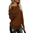 thumbnail image 4 of Womens Off The Shoulder Sweater Oversized Knit Long Sleeve Sweaters Tunic Tops, 4 of 4