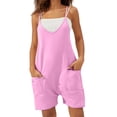 thumbnail image 2 of Loose Fit Solid Color Overalls,Women Overall Shorts Summer Rompers Baggy Overalls Short with Pockets, 2 of 5