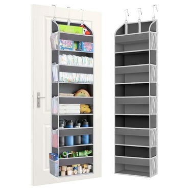 Torio Over the Door Storage Organizer, 15-Pocket Hanging Organizer for Kids Toys & Diapers, Heavy Duty with Clear Window, Grey