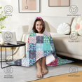 thumbnail image 4 of Wearable Blanket,Blue Boho Pioneer Flower Patchwork Pattern Hooded Wearable Flannel Blanket for Adults & Teens,Winter Poncho Shawl Wrap Cape Cozy Anti-Pill,60"x80", 4 of 5
