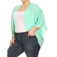 thumbnail image 2 of MOA COLLECTION Women's Plus Size Solid Dolman Sleeve Draped Open Front Chiffon Cardigan, 2 of 4