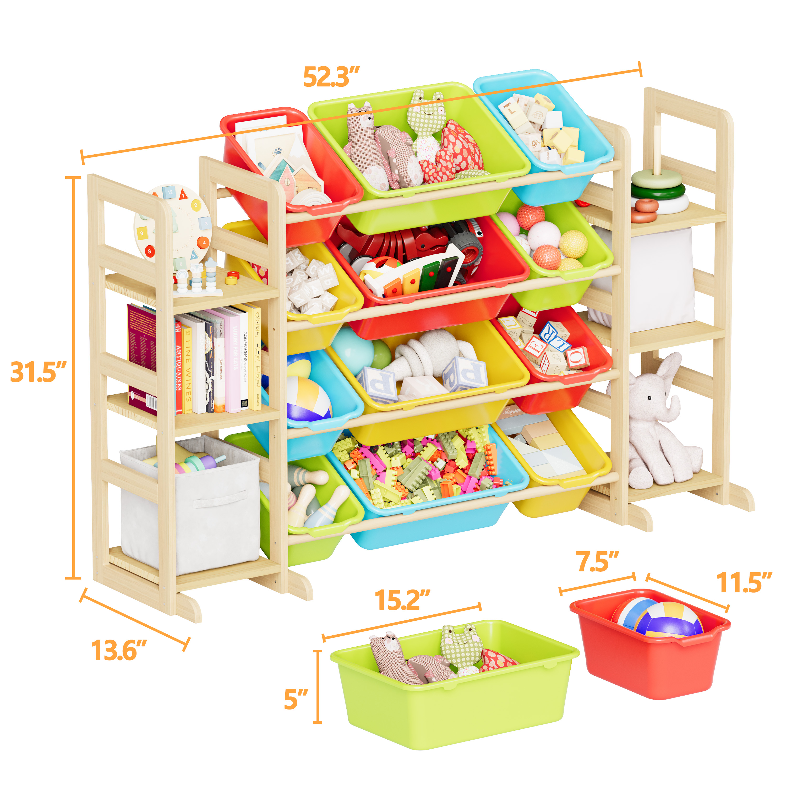 SpaceAid Toy Storage Organizer with 6 Shelves and 12 Bins, Multicolor