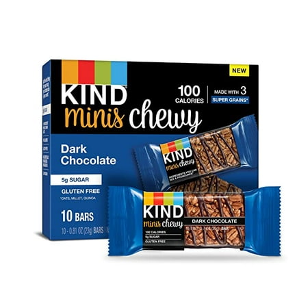 KIND Bar Minis Chewy Bar Dark Chocolate Gluten Free 100 Calories Low Sugar 80 Count